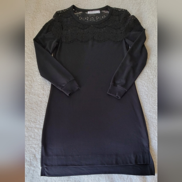 Black Lace Bodice Sweater Dress - Picture 3 of 12